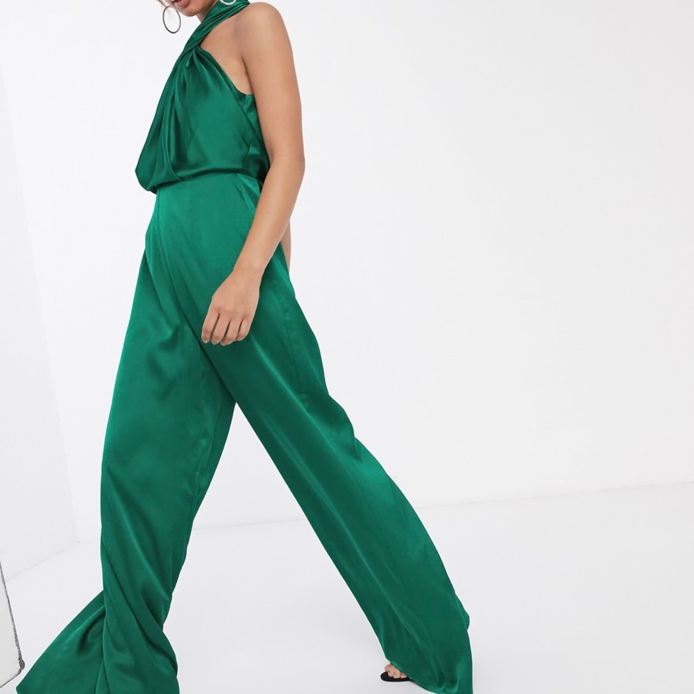 Silk Ruched Halter Jumpsuit from ASOS - Picture 4 of 8